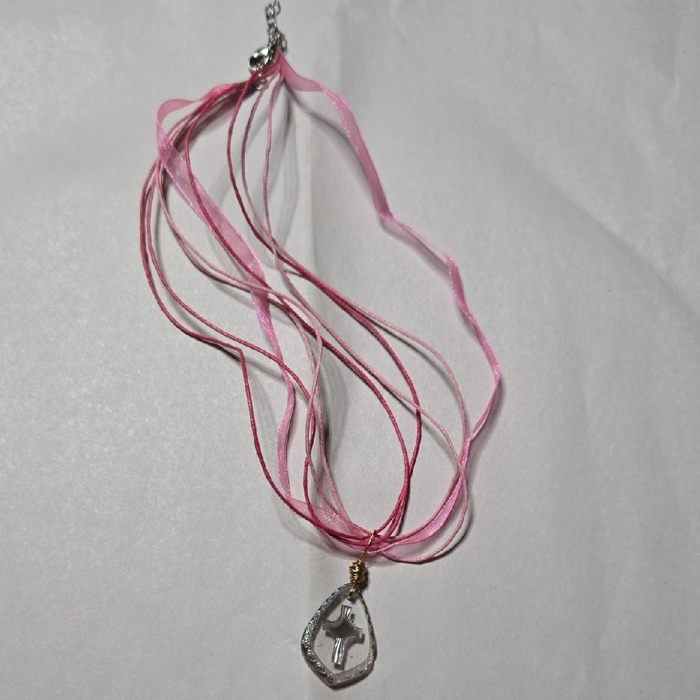 Hand Crafted Pink and Silver Layered Necklace